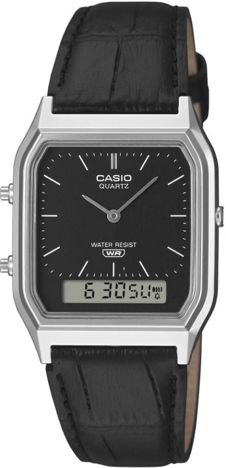 Casio AQ-230EL-1ADF Quartz Deri Siyah 30 mm Erkek Kol Saati