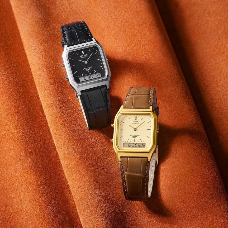 Casio AQ-230EL-1ADF Quartz Deri Siyah 30 mm Erkek Kol Saati