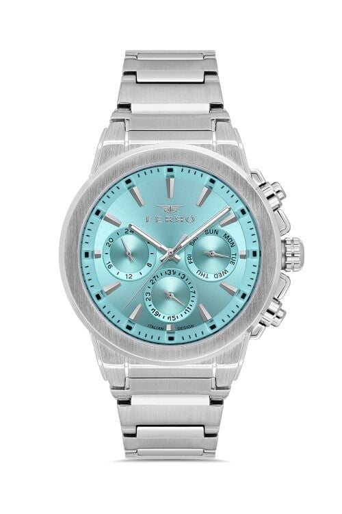 Ferro Gümüş Çelik Kordon Erkek Kol Saati FM40123A-A4 Tüm Fonksiyonlar Aktif 3 ATM Su Geçirmez