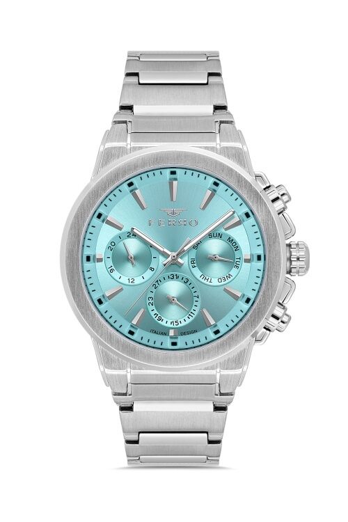 Ferro Gümüş Çelik Kordon Erkek Kol Saati FM40123A-A4 Tüm Fonksiyonlar Aktif 3 ATM Su Geçirmez