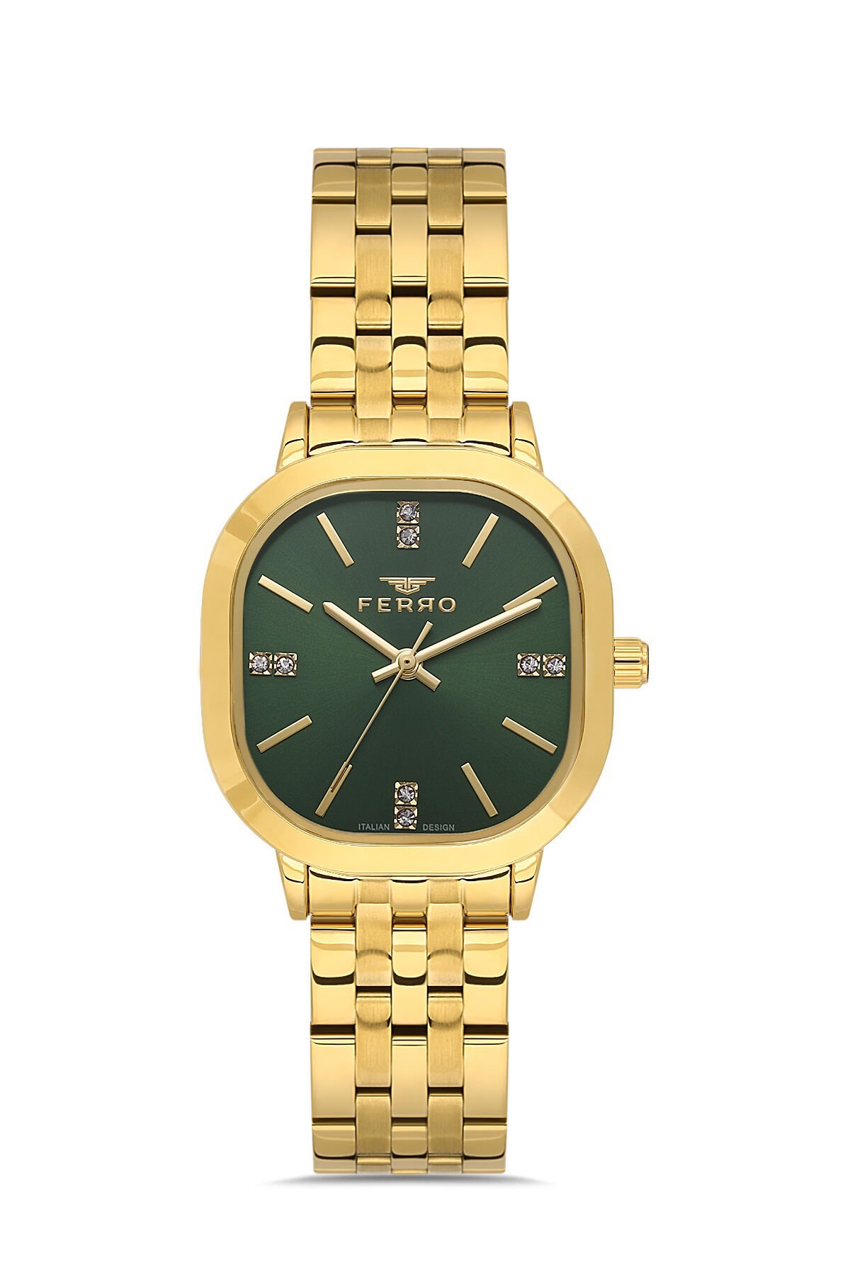 Ferro Sarı Çelik Kordon Kadın Kol Saati FL21565AWT-B6 3ATM Su Geçirmez 2 Yıl Garantili HediyePaketli