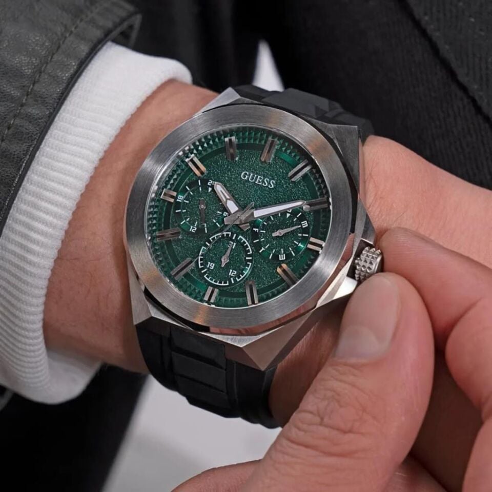 Guess GUGW0799G3 Quartz Silikon Siyah Yeşil Kadran 46 mm Erkek Kol Saati