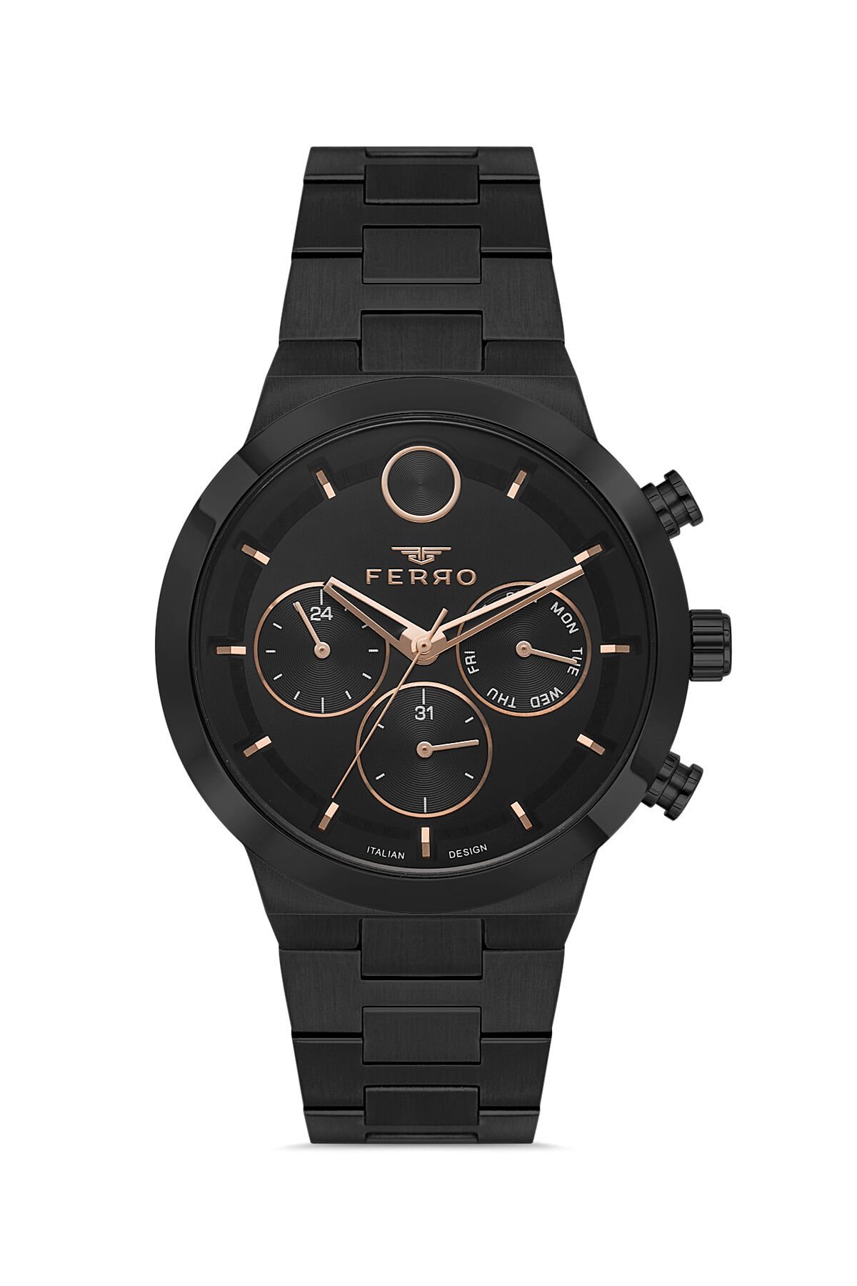 Ferro Siyah Çelik Kordon Erkek Kol Saati FM11568A-G