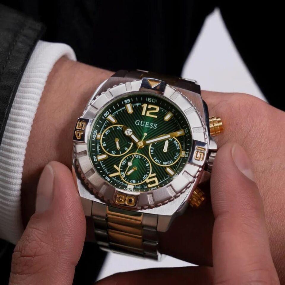 Guess GUGW0800G1 Quartz Çelik Altın/Gri Yeşil Kadran 44 mm Erkek Kol Saati