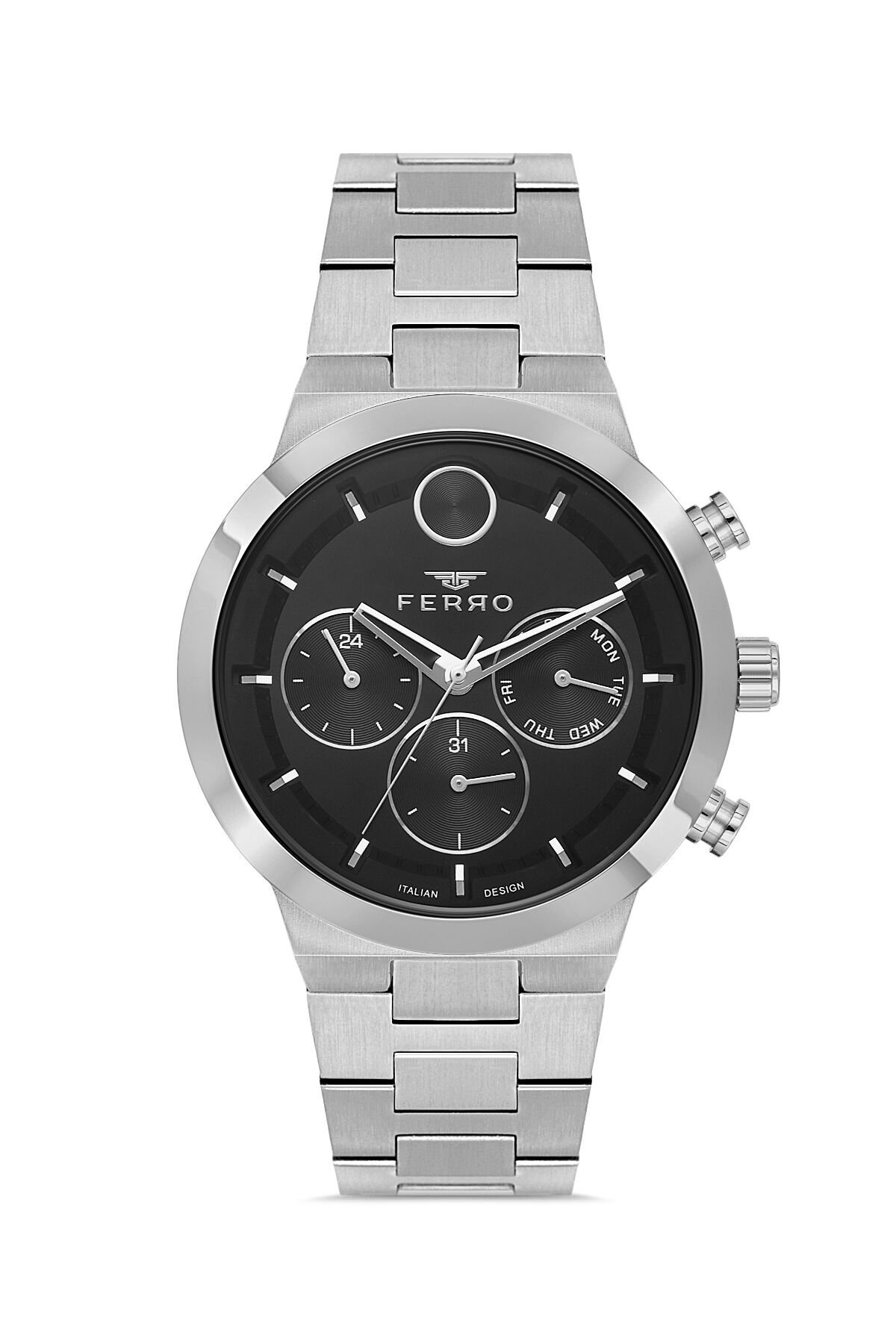 Ferro Gümüş Çelik Kordon Erkek Kol Saati FM11568AWT-A2 Fonksiyonları Aktif 3 ATM Su Geçirmez