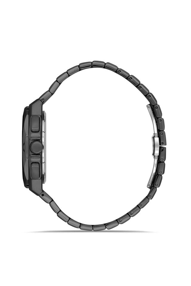 Ferro Siyah Çelik Kordon Erkek Kol Saati FM43024A-V Tüm Fonksiyonlar Aktif 3ATM Su Geçirmez