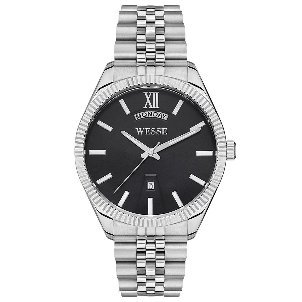 Wesse WWG207303 Quartz Çelik Gri Siyah Kadran 42 mm Erkek Kol Saati
