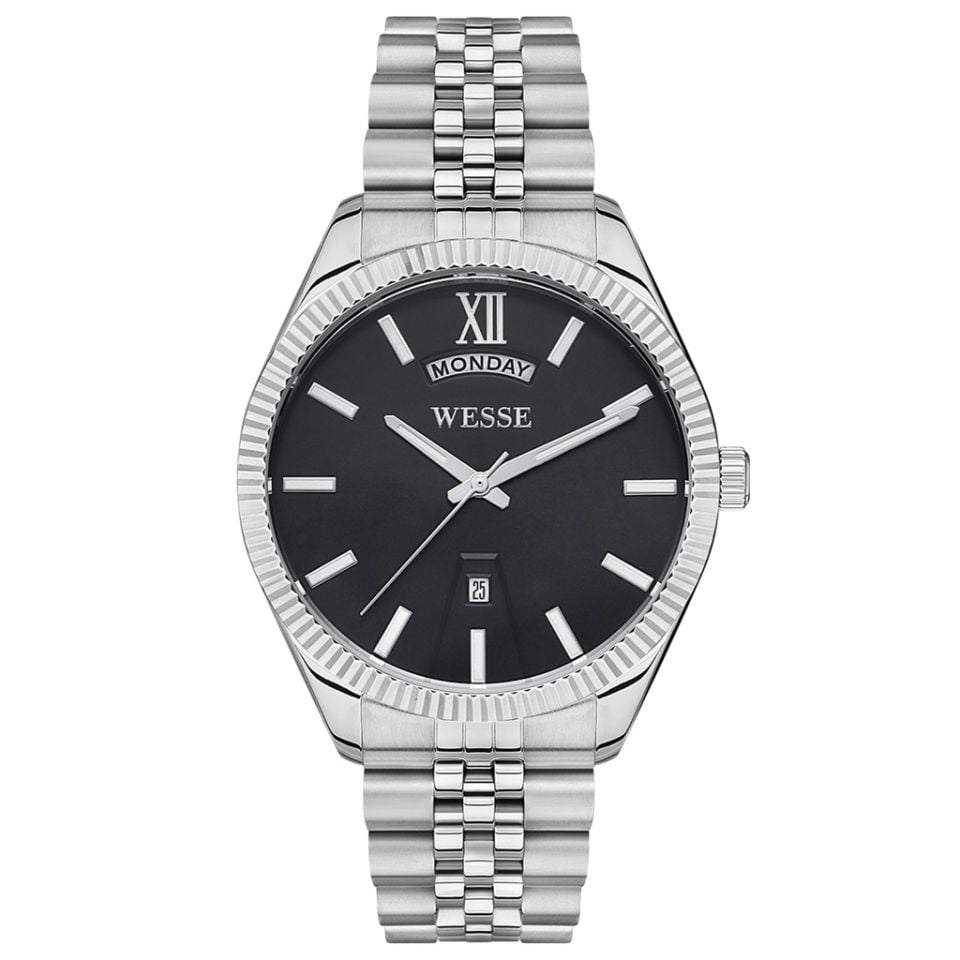 Wesse WWG207303 Quartz Çelik Gri Siyah Kadran 42 mm Erkek Kol Saati