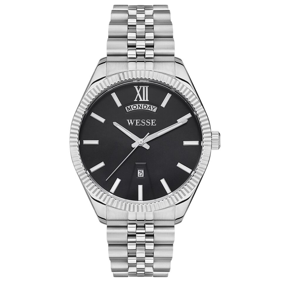 Wesse WWG207303 Quartz Çelik Gri Siyah Kadran 42 mm Erkek Kol Saati