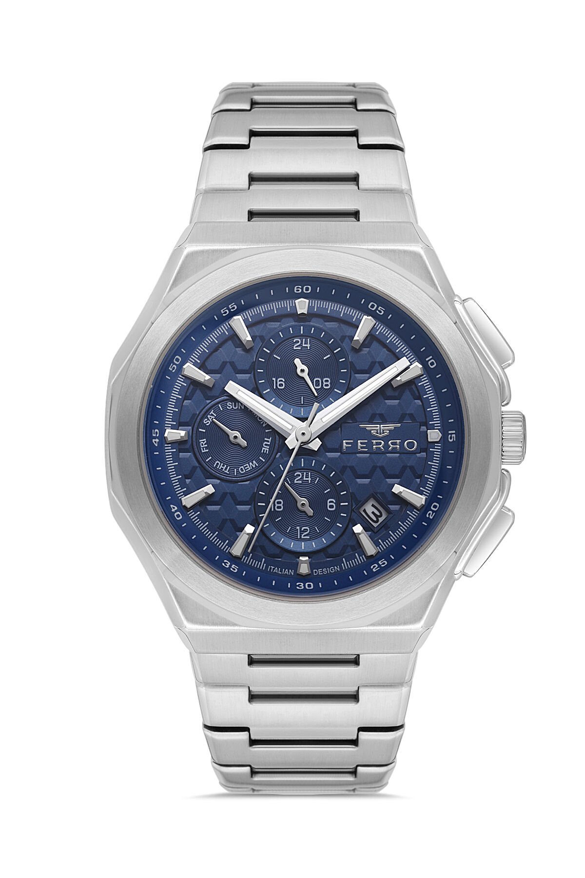 Ferro Gümüş Çelik Kordon Erkek Kol Saati FM43024A-A3 Tüm Fonksiyonlar Aktif 3ATM Su Geçirmez