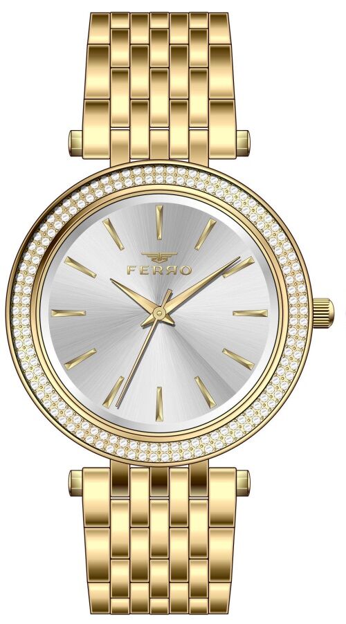 Ferro Sarı Çelik Kordon Kadın Kol Saati FL21449A-B 3ATM Su Geçirmez 2 Yıl Garantili HediyePaketli