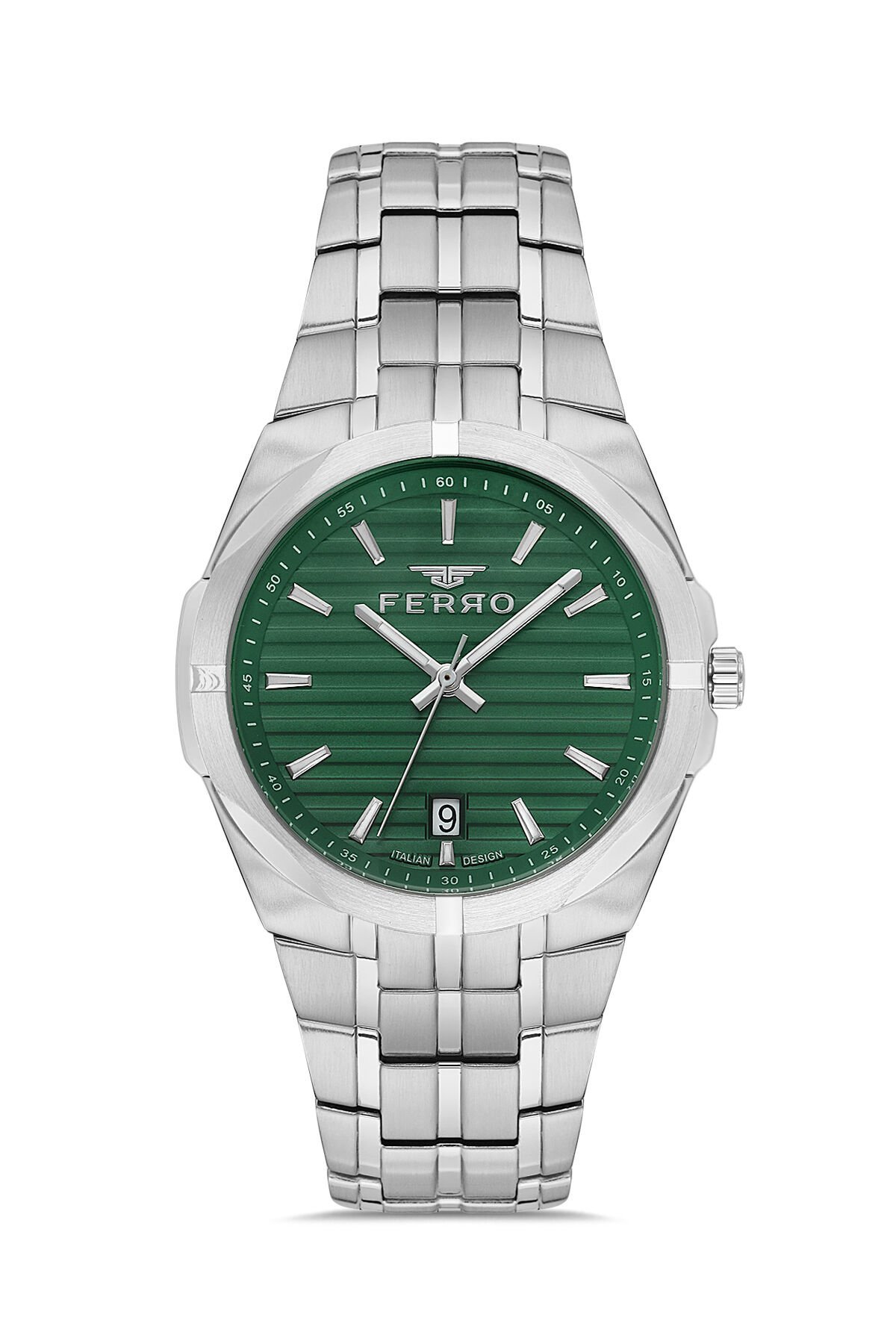Ferro FM40143A-A6 Quartz Çelik Gri Yeşil Kadran 42 mm Erkek Kol Saati