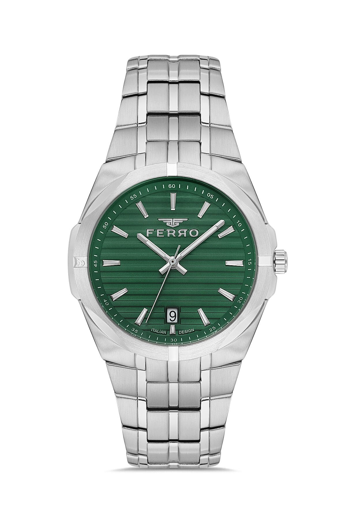 Ferro FM40143A-A6 Quartz Çelik Gri Yeşil Kadran 42 mm Erkek Kol Saati