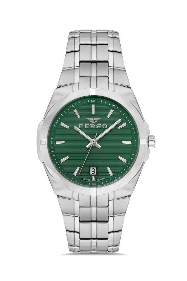 Ferro FM40143A-A6 Quartz Çelik Gri Yeşil Kadran 42 mm Erkek Kol Saati
