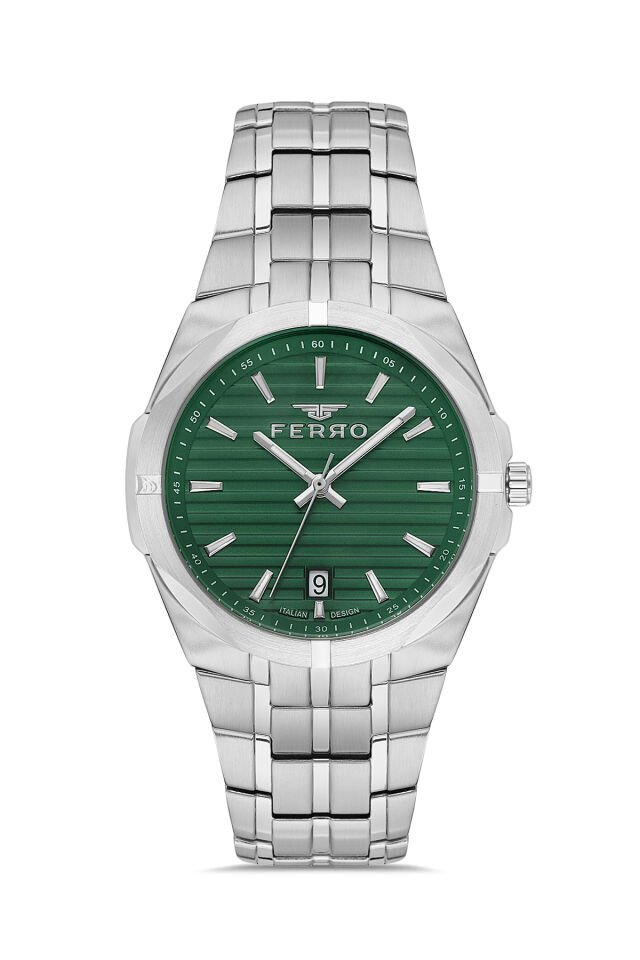 Ferro FM40143A-A6 Quartz Çelik Gri Yeşil Kadran 42 mm Erkek Kol Saati