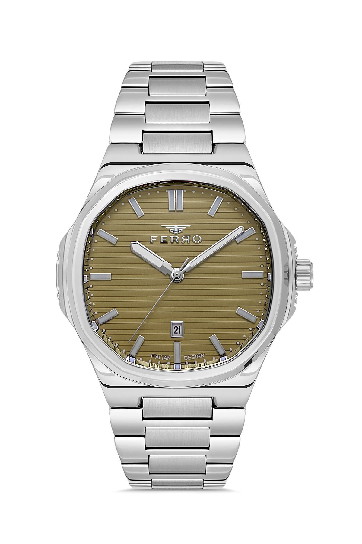 Ferro Gümüş Çelik Kordon Erkek Kol Saati F11648AWT-A12 Fonksiyonları Aktif 3 ATM Su Geçirmez