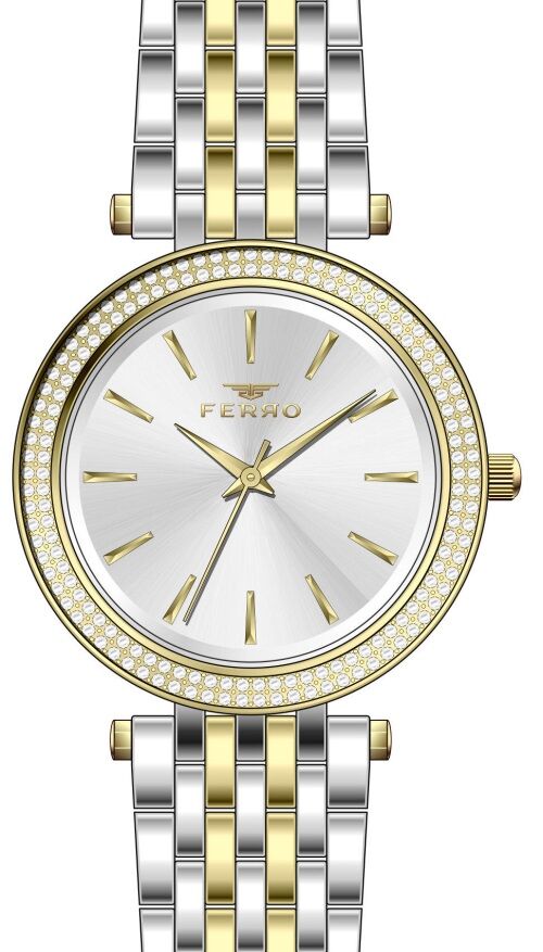Ferro Sarı ve Gümüş Çelik Kordon Kadın Kol Saati FL21449A-D