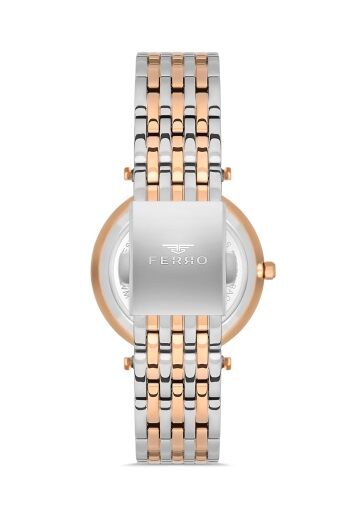 Ferro Rose ve Gümüş Çelik Kordon Kadın Kol Saati FL21449A-E 3ATM Su Geçirmez 2 Yıl Garantili