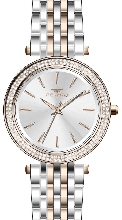 Ferro Rose ve Gümüş Çelik Kordon Kadın Kol Saati FL21449A-E 3ATM Su Geçirmez 2 Yıl Garantili