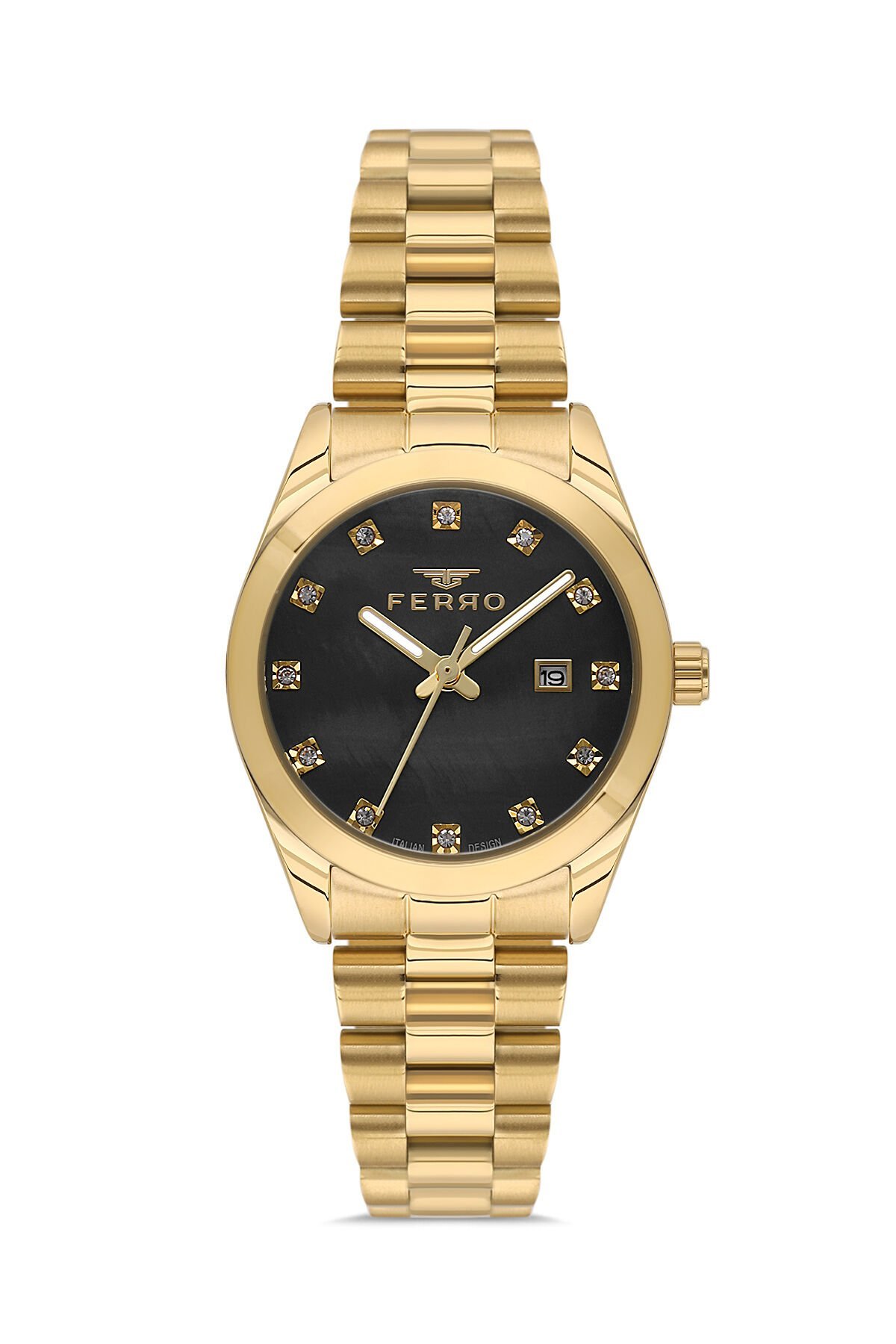 Ferro FL21570AWT-B2 Quartz Çelik Sarı Siyah Kadran 31 mm Kadın Kol Saati