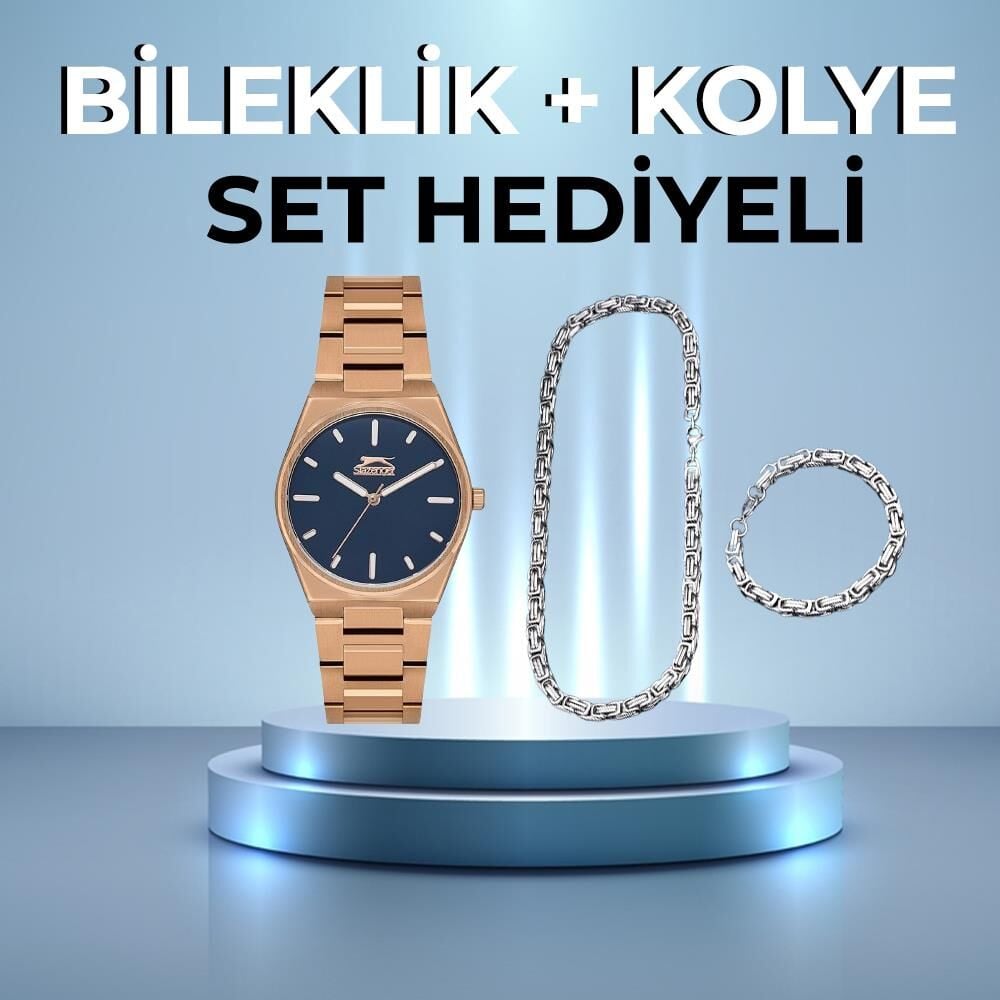 Slazenger SL.09.2116.3.02 Çelik Rose Gold Lacivert Kadran 33 mm Kadın Kol Saati