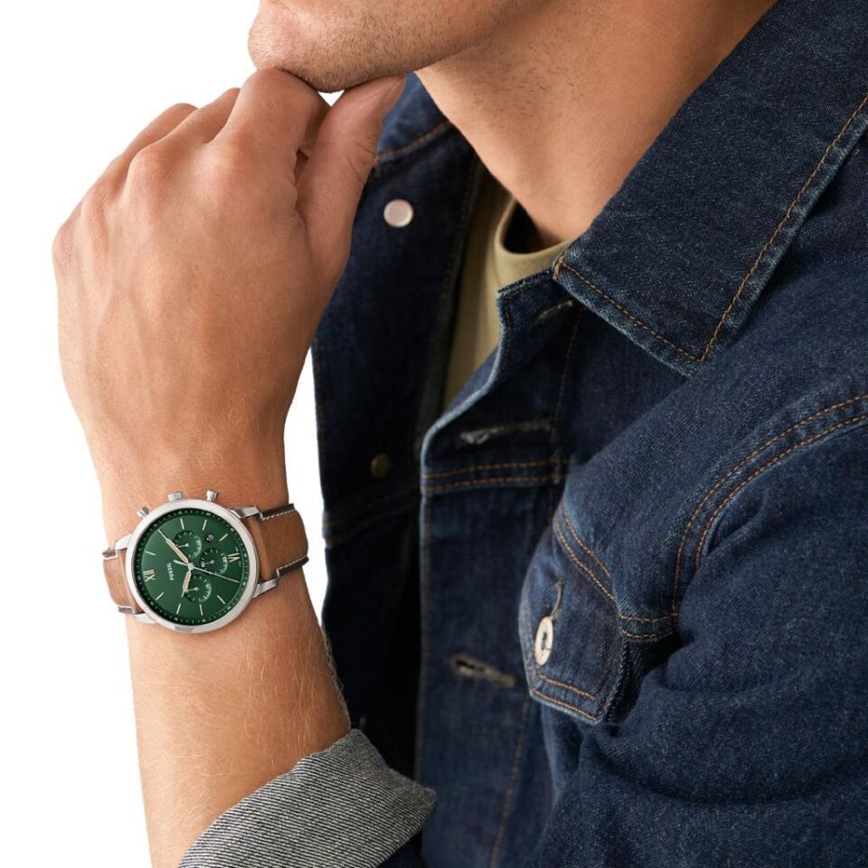 Fossil FFS5963 Quartz Deri Kahverengi Yeşil Kadran 42 mm Erkek Kol Saati