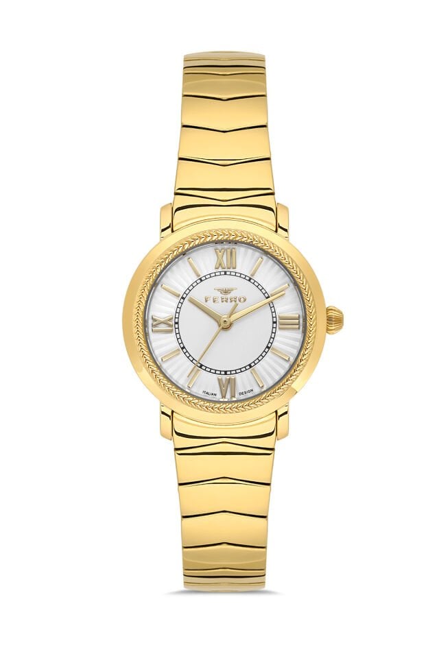 Ferro FL43009A-B Quartz Çelik Altın Rengi 28 mm Kadın Kol Saati