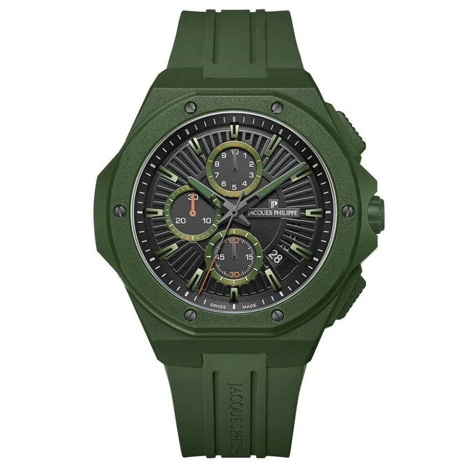 Jacques Philippe JPQGC51X41X Swiss Made Quartz Silikon Yeşil 48 mm Erkek Kol Saati