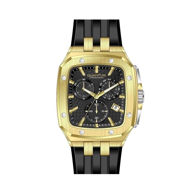 Quantum HNG1033.151 Quartz Silikon Siyah 45 mm Erkek Kol Saati