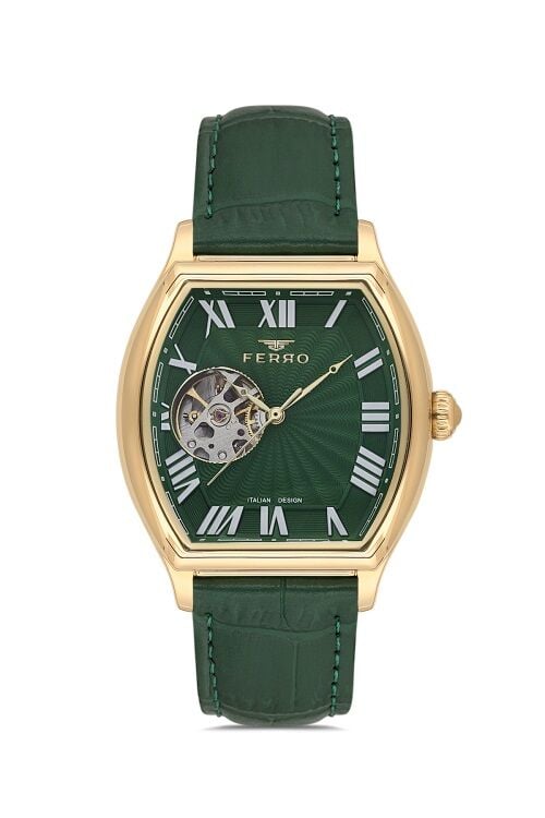 Ferro Siyah Deri Kordon Erkek Kol Saati FM40124B-N10 Tüm Fonksiyonlar Aktif 3 ATM Su Geçirmez