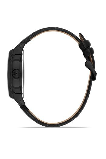 Ferro Siyah Deri Kordon Erkek Kol Saati FM40124B-G Tüm Fonksiyonlar Aktif 3 ATM Su Geçirmez