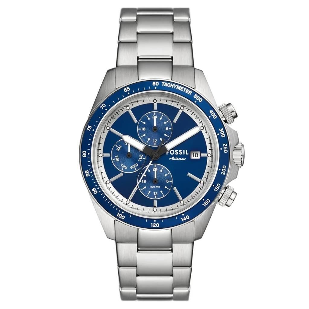 Fossil FBQ2869 Quartz Çelik Gri Mavi Kadran 42 mm Erkek Kol Saati