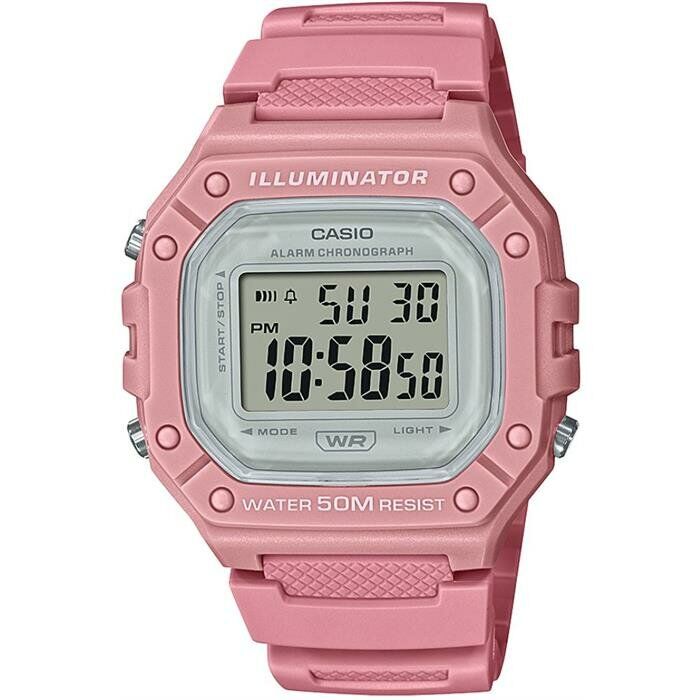 Casio W-218HC-4AVDF Silikon 43 mm Pembe Unisex Kol Saati