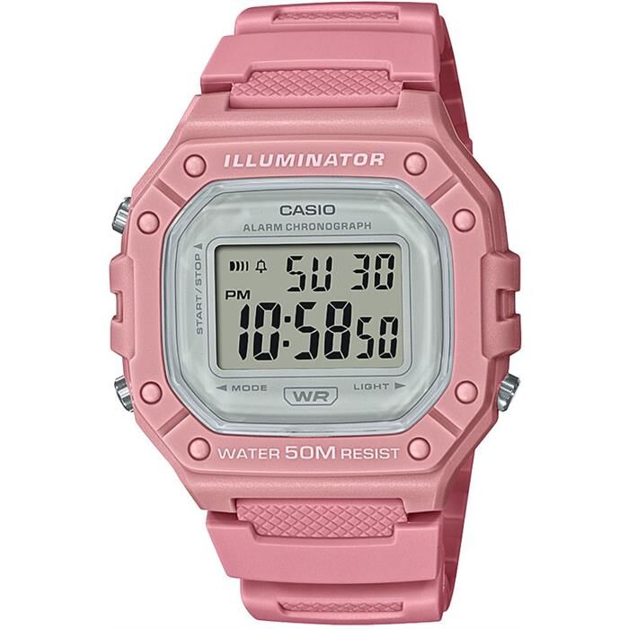 Casio W-218HC-4AVDF Silikon 43 mm Pembe Unisex Kol Saati