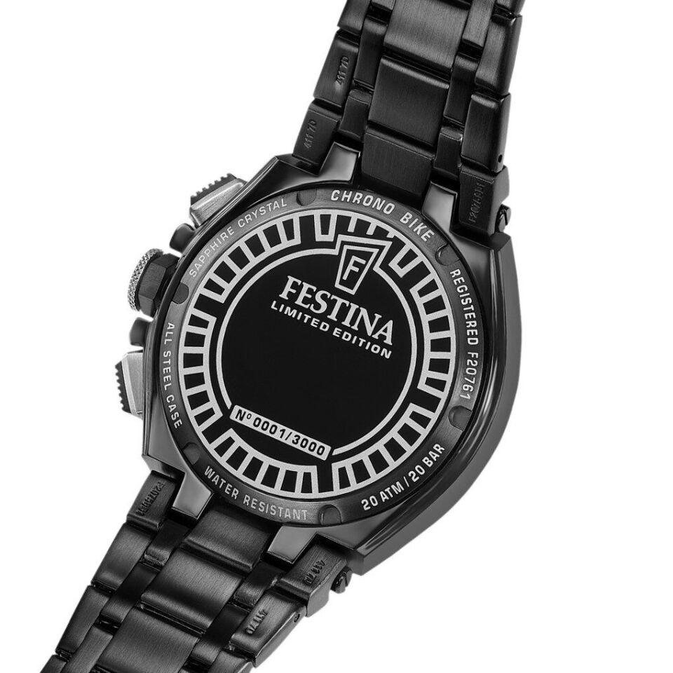 Festina F20761/1 Chrono Bike Limited Edition Quartz Çelik Siyah Safir 20 ATM 46 mm Erkek Kol Saati