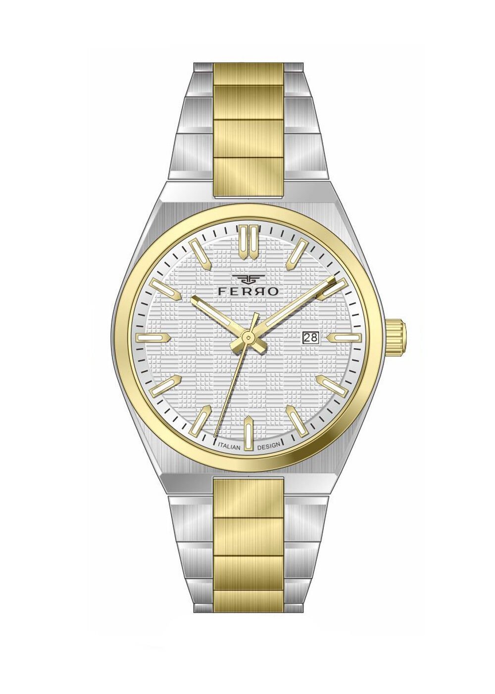 Ferro Sarı ve Gümüş Çelik Kordon Erkek Kol Saati FM11630AWT-D Fonksiyonları Aktif 3 ATM Su Geçirmez