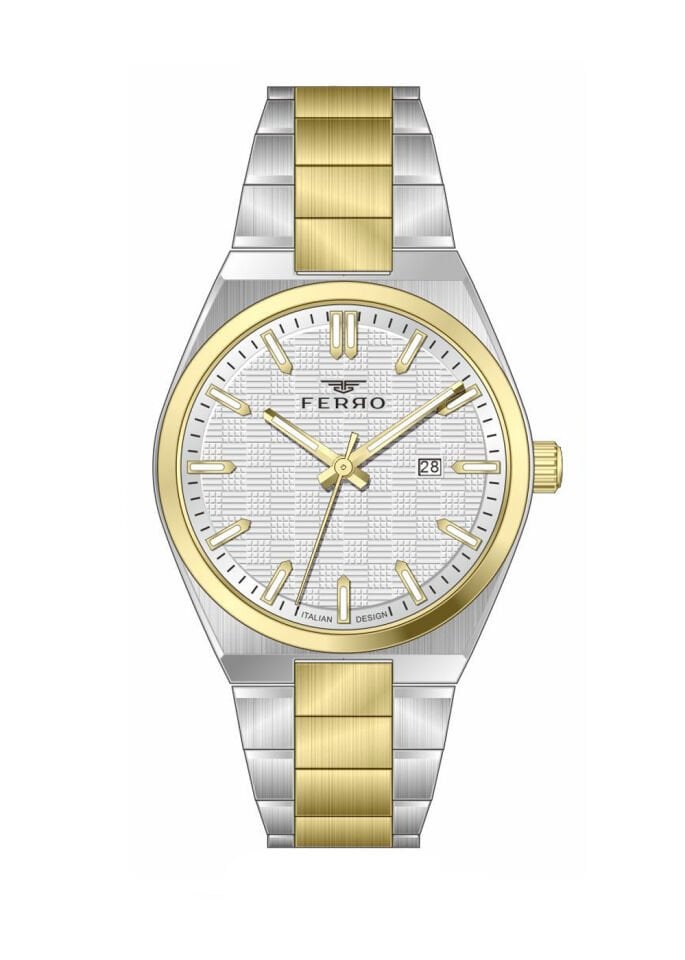Ferro Sarı ve Gümüş Çelik Kordon Erkek Kol Saati FM11630AWT-D Fonksiyonları Aktif 3 ATM Su Geçirmez
