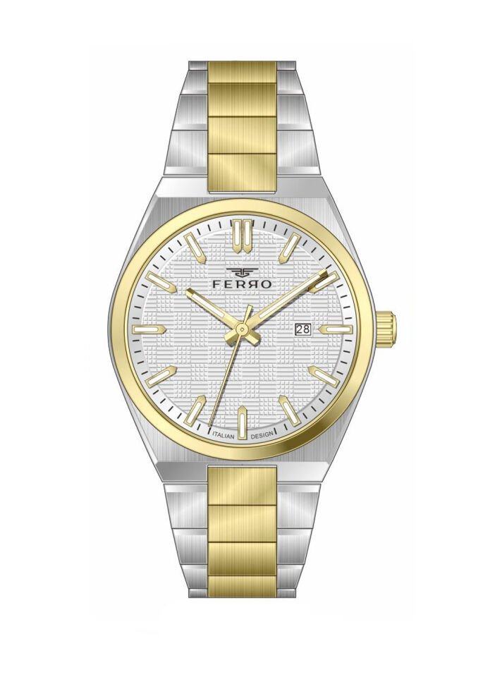 Ferro Sarı ve Gümüş Çelik Kordon Erkek Kol Saati FM11630AWT-D Fonksiyonları Aktif 3 ATM Su Geçirmez