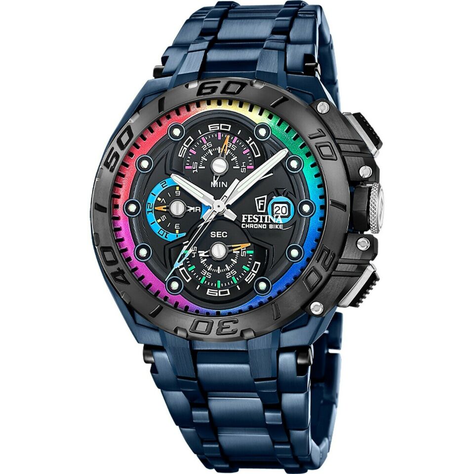 Festina F20759/1 Chrono Bike Special Edition Quartz Çelik Mavi Safir 20 ATM 46 mm Erkek Kol Saati