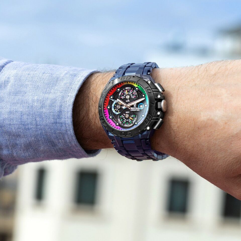 Festina F20759/1 Chrono Bike Special Edition Quartz Çelik Mavi Safir 20 ATM 46 mm Erkek Kol Saati