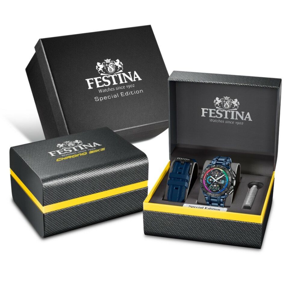 Festina F20759/1 Chrono Bike Special Edition Quartz Çelik Mavi Safir 20 ATM 46 mm Erkek Kol Saati