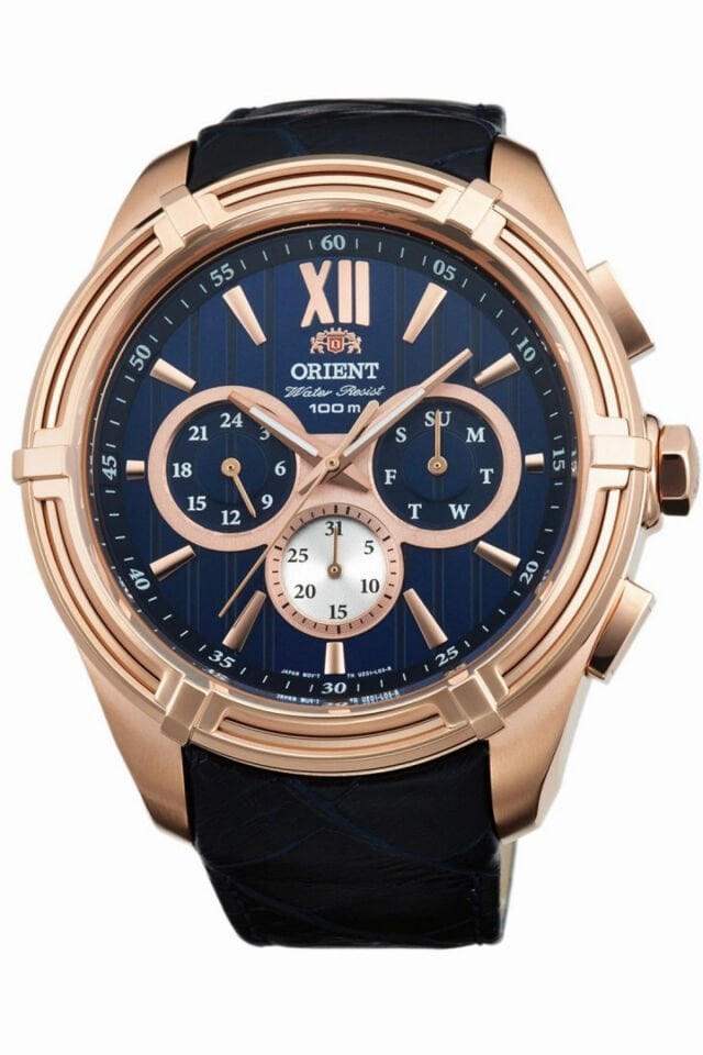 Orient FUZ01006D0 Boss Quartz Deri Siyah Lacivert Kadran Kristal Cam 10 ATM 49 mm Erkek Kol Saati