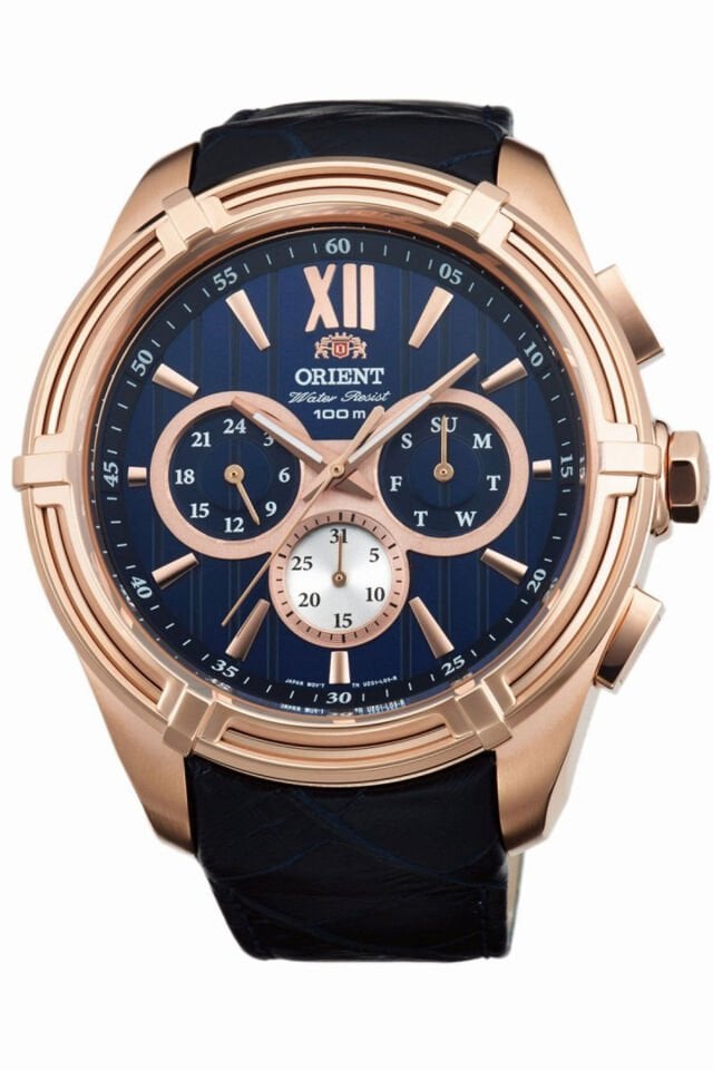 Orient FUZ01006D0 Boss Quartz Deri Siyah Lacivert Kadran Kristal Cam 10 ATM 49 mm Erkek Kol Saati