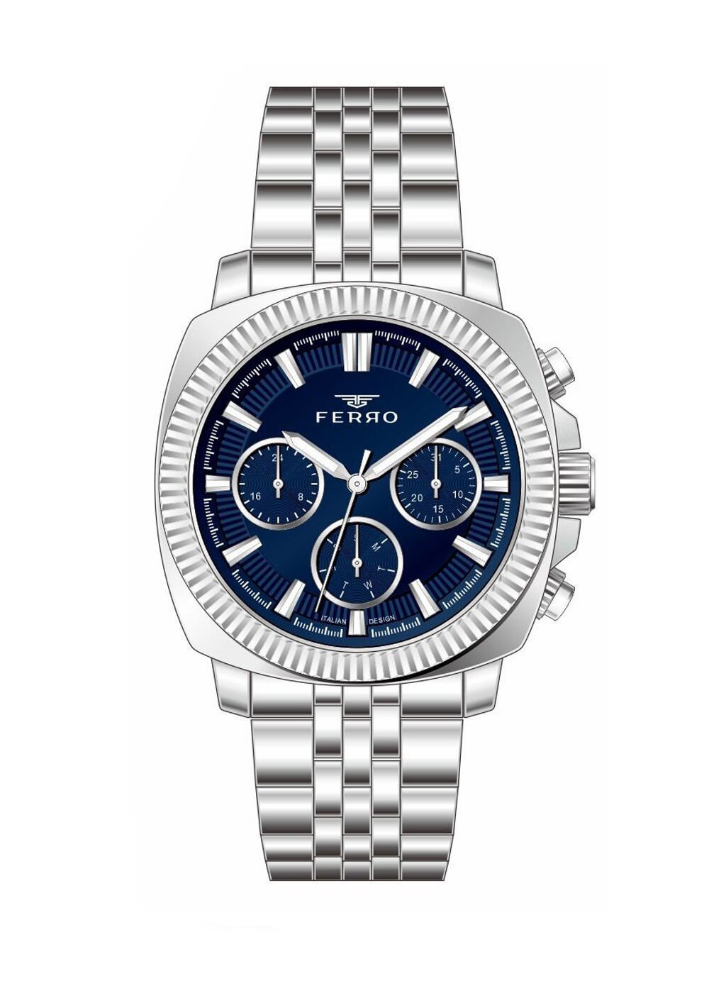 Ferro Gümüş Çelik Kordon Erkek Kol Saati FM11627AWT-A3 Fonksiyonları Aktif 3 ATM Su Geçirmez