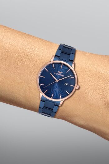 Ferro Lacivert Çelik Kordon Erkek Kol Saati F1924A-T