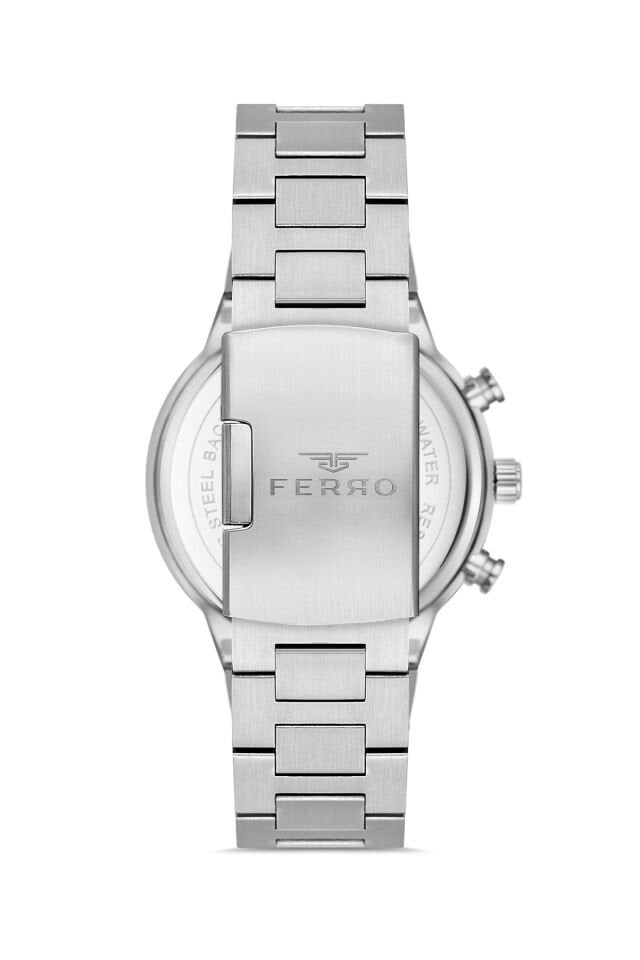 Ferro Gümüş Çelik Kordon Erkek Kol Saati FM11568AWT-J Fonksiyonları Aktif 3 ATM Su Geçirmez