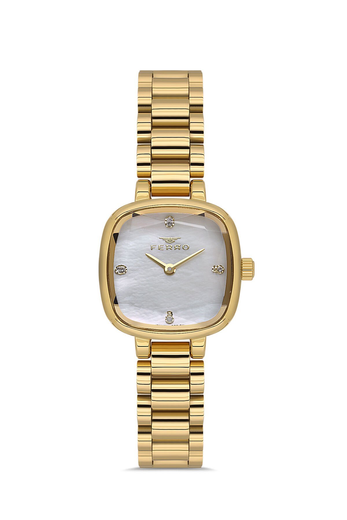 Ferro Sarı Çelik Kordon Kadın Kol Saati FL43028A-B 3ATM Su Geçirmez 2 Yıl Garantili HediyePaketli