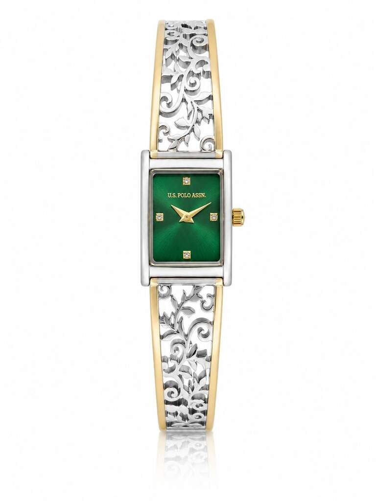 U.s. Polo Assn. USPA2170-03 Quartz Çelik Gri-Altın Rengi Yeşil Kadran 20x27 mm Kadın Kol Saati