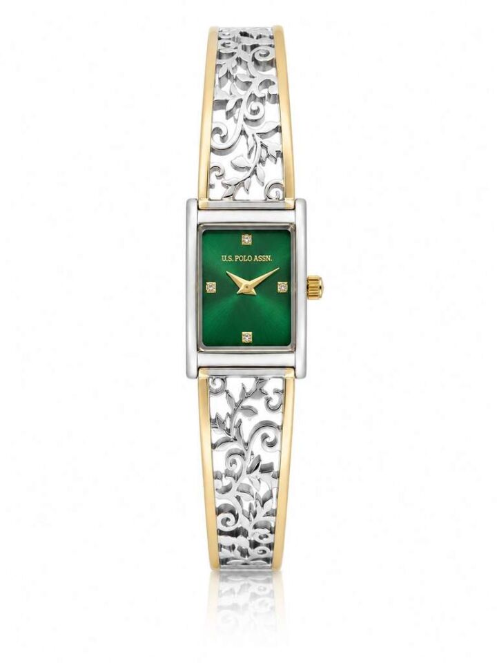U.s. Polo Assn. USPA2170-03 Quartz Çelik Gri-Altın Rengi Yeşil Kadran 20x27 mm Kadın Kol Saati