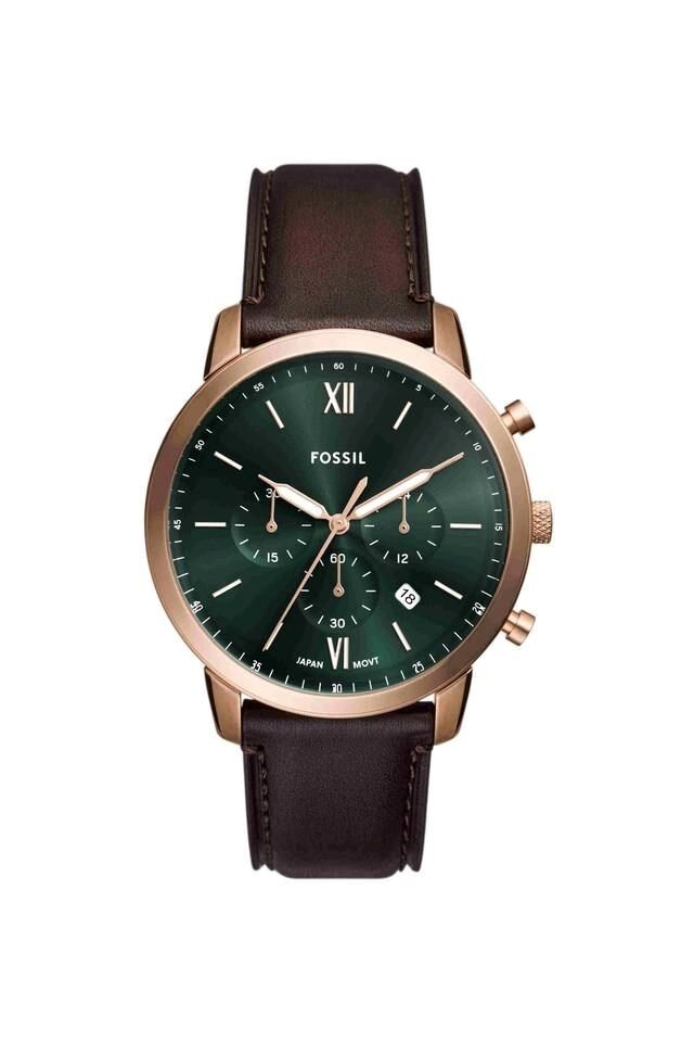 Fossil FFS6073 Quartz Deri Kahverengi Yeşil Kadran 44 mm Erkek Kol Saati